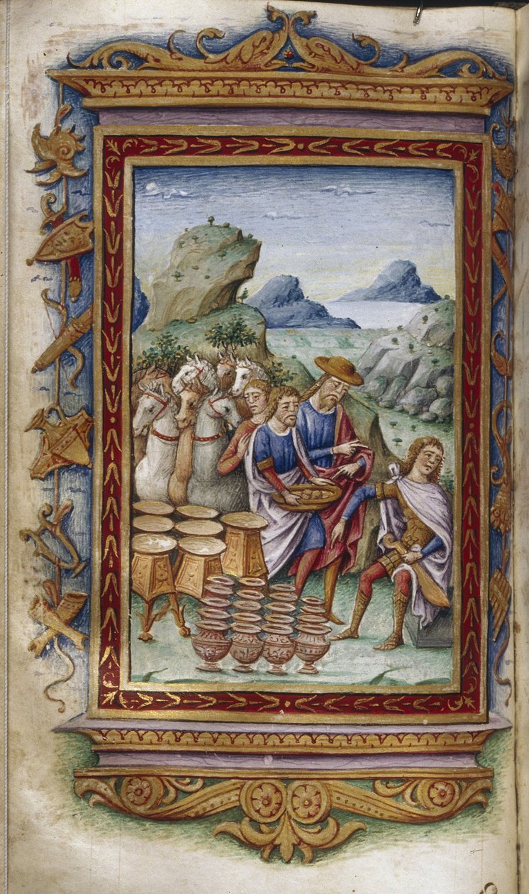 Achilles odmawia podarunków Ilustracja do Bohaterów Owidiusza, 1485-1499 autorstwa Cristoforo Majorana