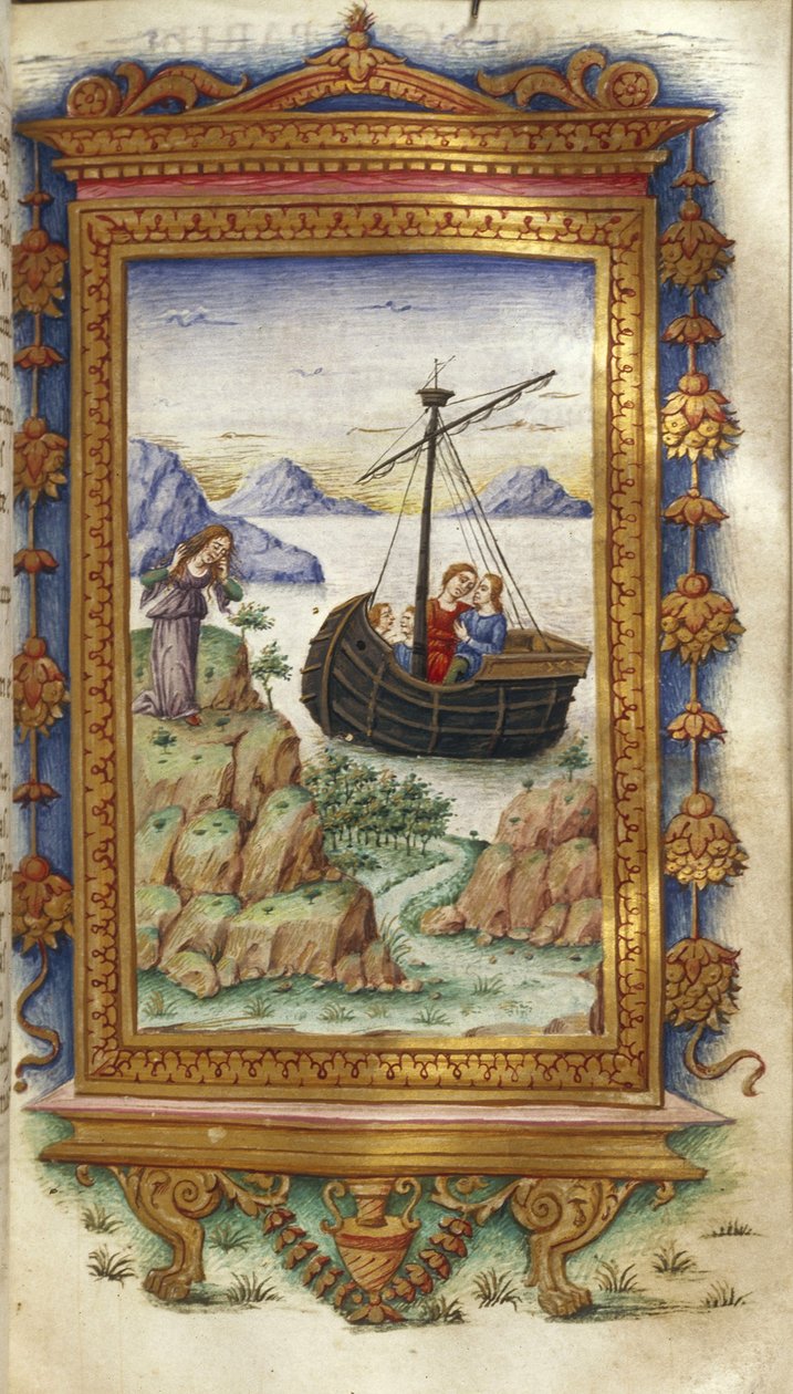„Oenone opłakuje Paryż” z Helen Ilustracja do Bohaterów Owidiusza, 1485-1499 autorstwa Cristoforo Majorana