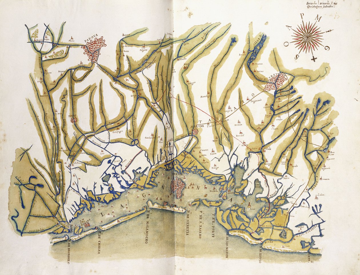Kolorowa mapa Wenecji i okolic, ok. 1610 autorstwa Cristoforo Sabbadino