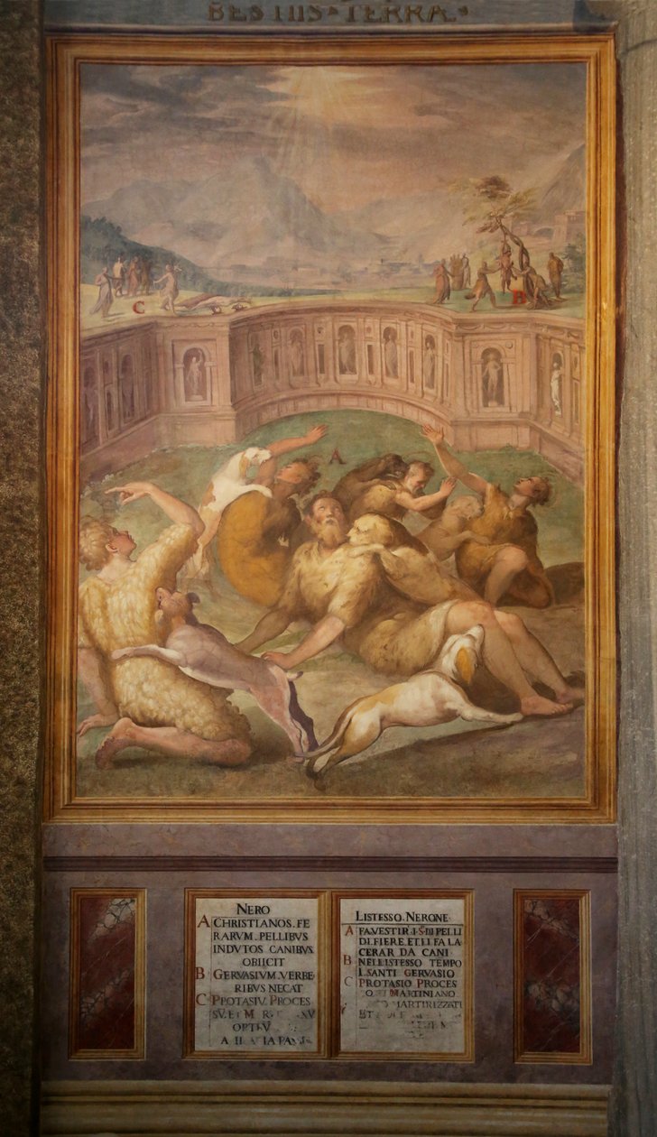 Święci, być może Gervais i Protais, rzuceni zwierzętom autorstwa Cristoforo and Tempesta, Antonio Roncalli
