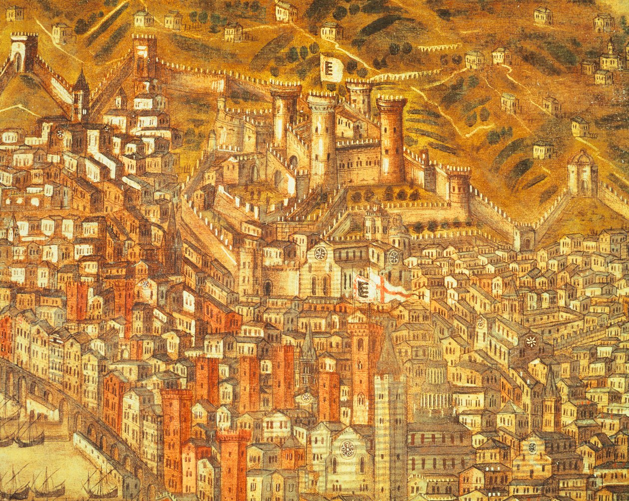 Widok Genui i jej zamku (detal) 1597 (olej na płótnie) autorstwa Cristoforo de Grassi