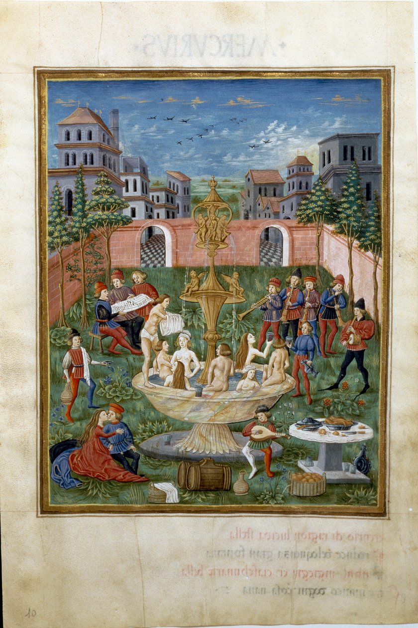 Wpływ Wenus: ogród miłości i fontanna młodości (miniatura, ok.1470) autorstwa Cristoforo De Predis