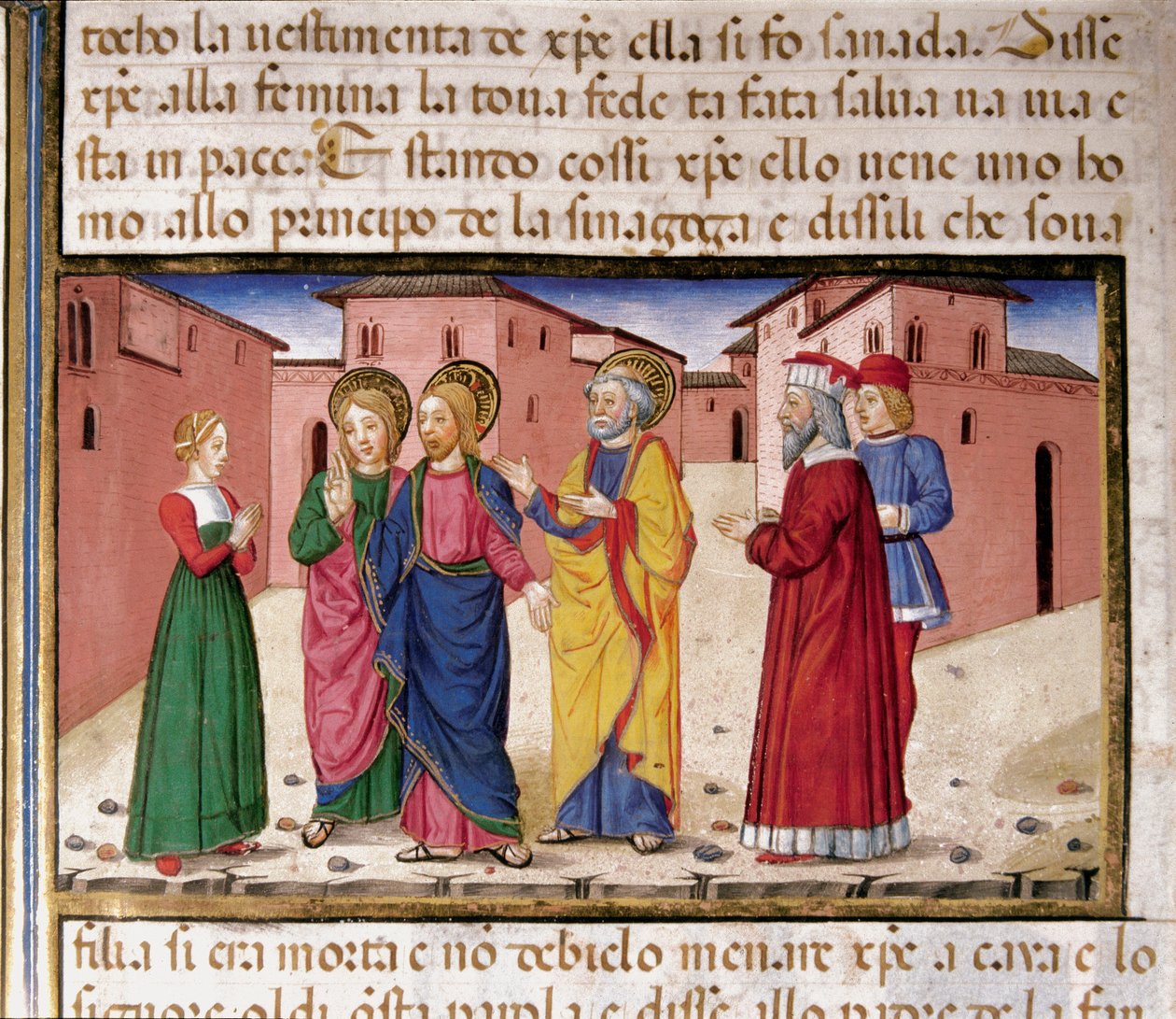Jezus zwraca się do kobiety winnej cudzołóstwa Miniatura Cristoforo De Predis (1440-1486) po Historii Nowego Testamentu (fot. 61) autorstwa Cristoforo De Predis