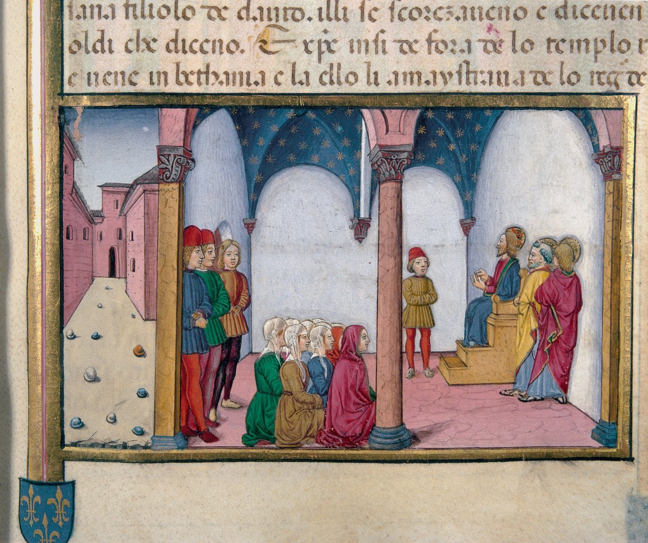 Jezus nauczający w Miniaturowej Świątyni Cristoforo De Predis (1440-1486) po Historii Nowego Testamentu autorstwa Cristoforo De Predis