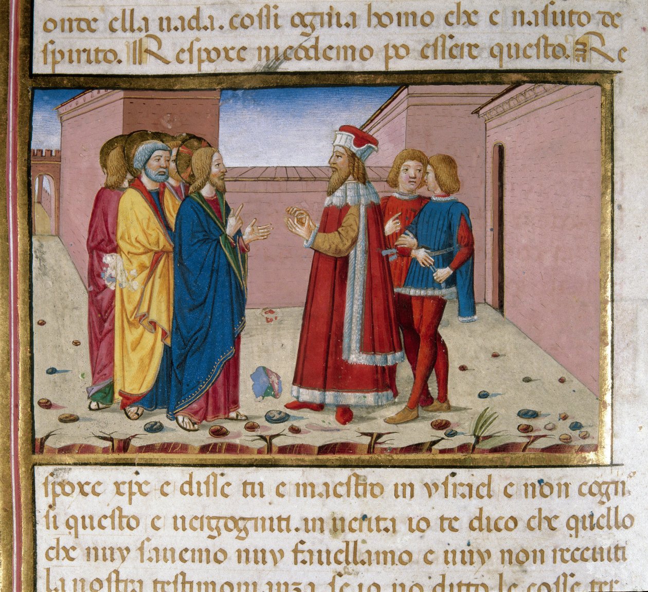 Nikodema faryzeusz odwiedza miniaturę Jezusa – Cristoforo De Predis (1440-1486) po Historii Nowego Testamentu (fot. 58) autorstwa Cristoforo De Predis