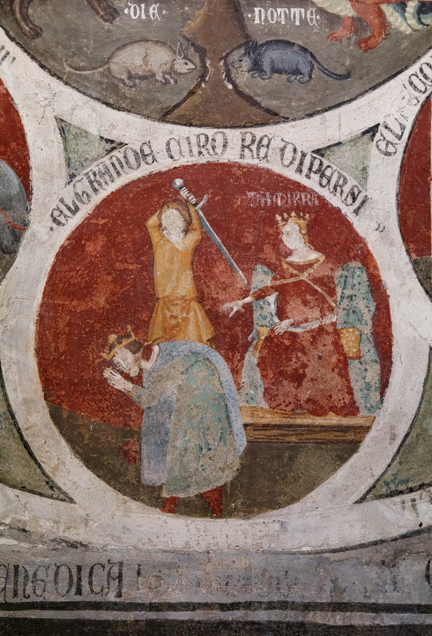 Śmierć Cyrusa, króla Persji, szczegół z The Wheel of Barlaam autorstwa Cristoforo di & Piero Meo di Bindoccio