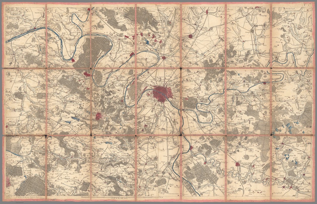 Geometryczna mapa Francji, autor: Cassini, Paryż (0134002) autorstwa Cesar Francois Cassini de Thury