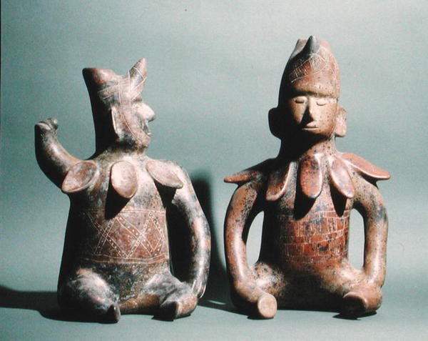 Dwie statuetki z Colima, Meksyk, 300 pne - 500 ne (ceramiczne) autorstwa Culture Colima