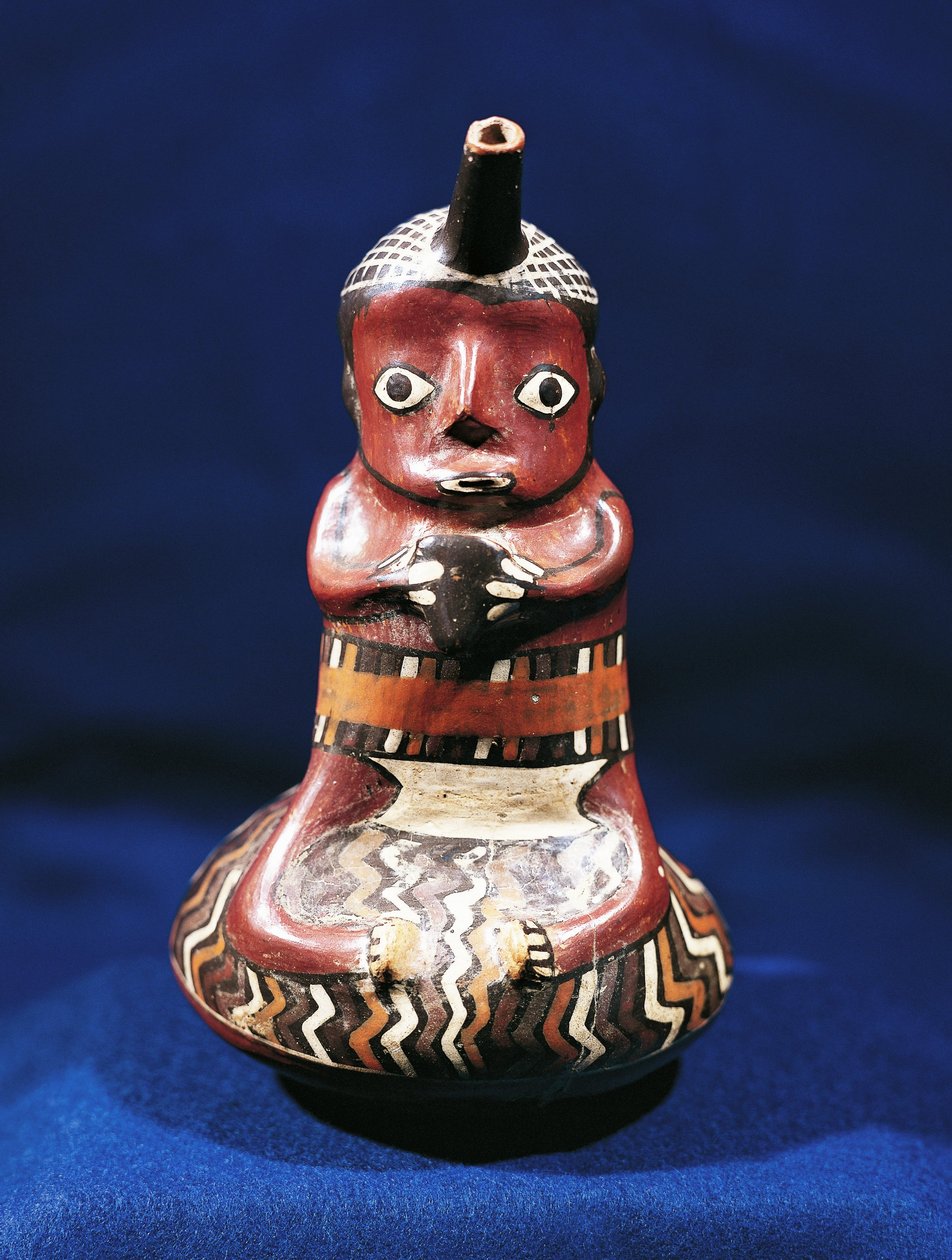 Antropomorficzne naczynie tematu muzycznego, Peru (polichromowana terakota) autorstwa Culture Nazca