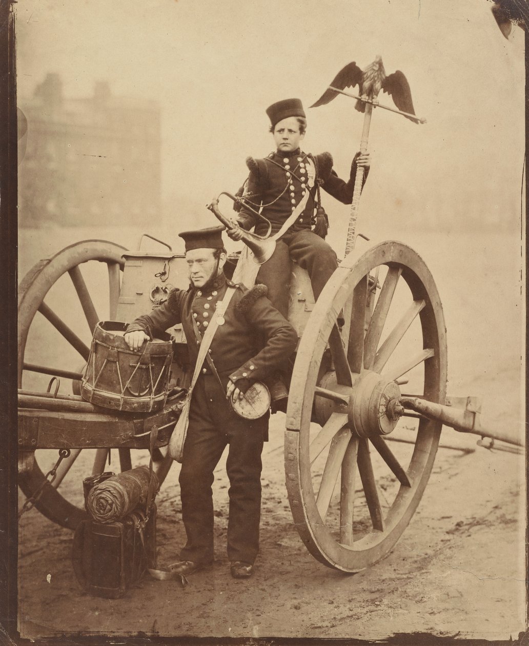Trumpeter Gritten i Trumpeter Lang w Woolwich, 1856. autorstwa Cundall and Howlett