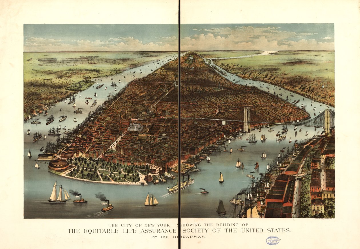 Miasto Nowy Jork. autorstwa Currier and Ives Equitable Life Assurance Society Of The United States