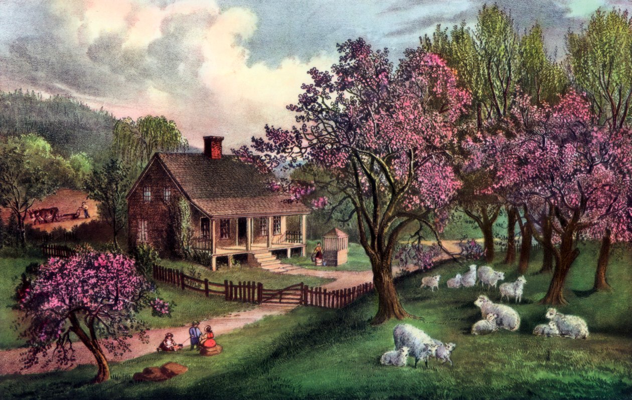 Amerykańska Zagroda na Wiosnę, 1869 autorstwa Currier and Ives