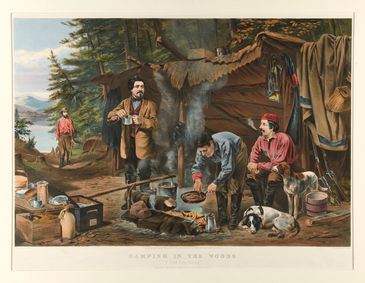 Kemping w lesie. autorstwa Currier and Ives