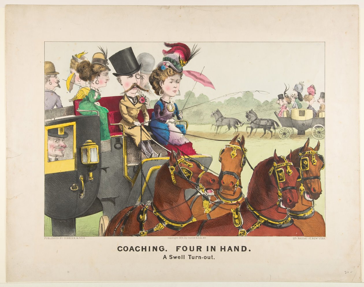Trening - Czterech w Ręce - Świetna frekwencja, 1876. autorstwa Currier and Ives