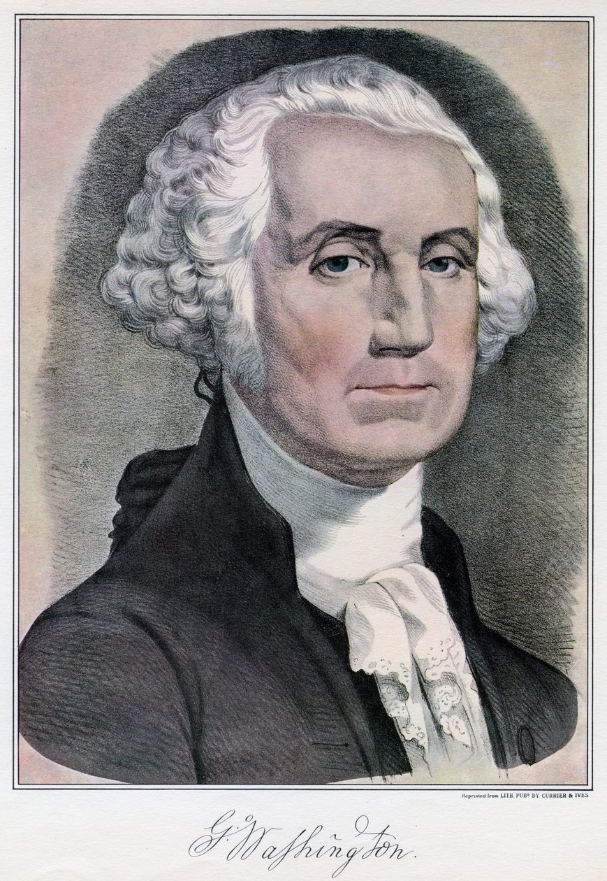 George Washington, pierwszy prezydent Stanów Zjednoczonych, XIX wiek. autorstwa Currier and Ives