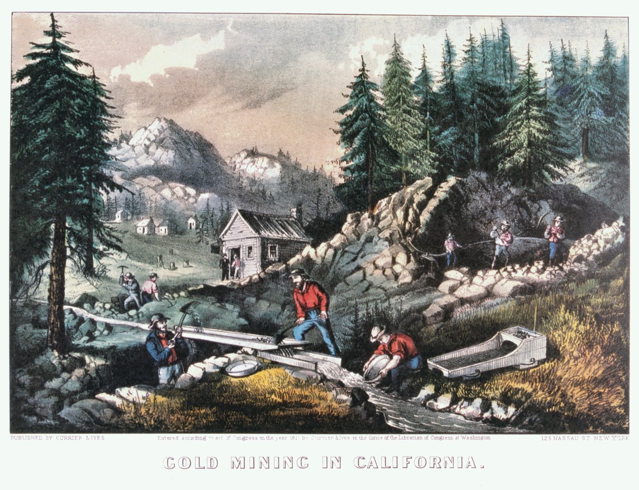 „Wydobycie złota w Kalifornii”, 1849 1871 autorstwa Currier and Ives