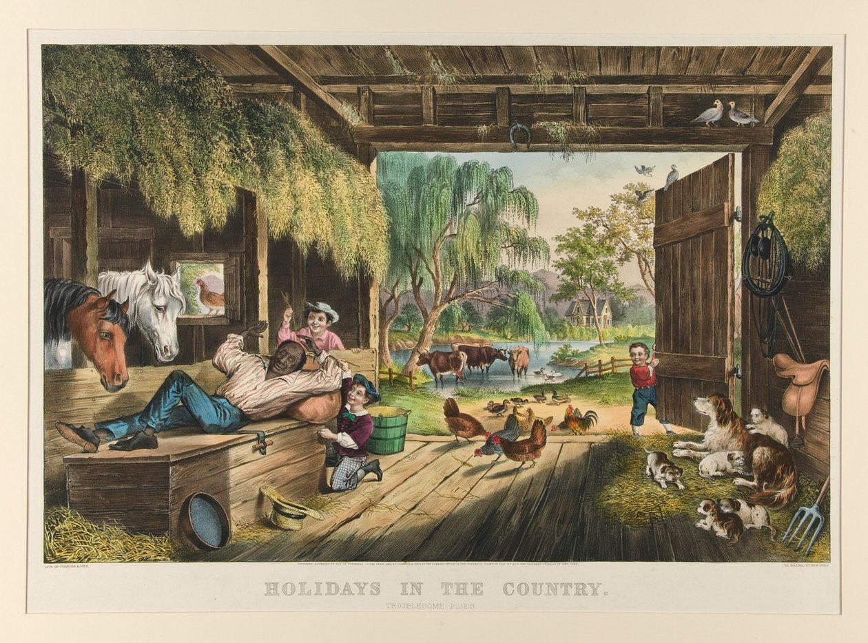 Wakacje na wsi / Kłopotliwe muchy autorstwa Currier and Ives