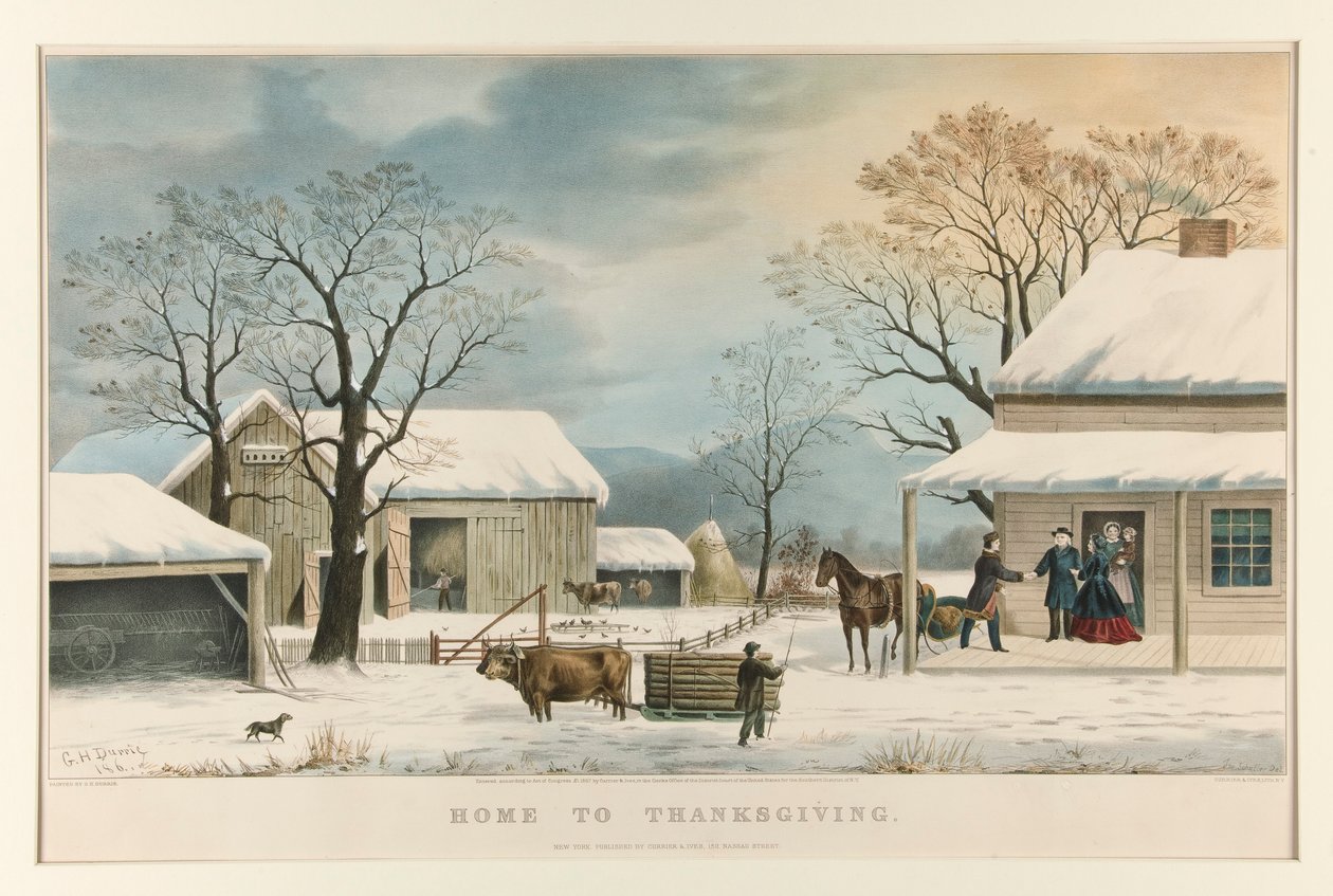 Dom na Święto Dziękczynienia autorstwa Currier and Ives