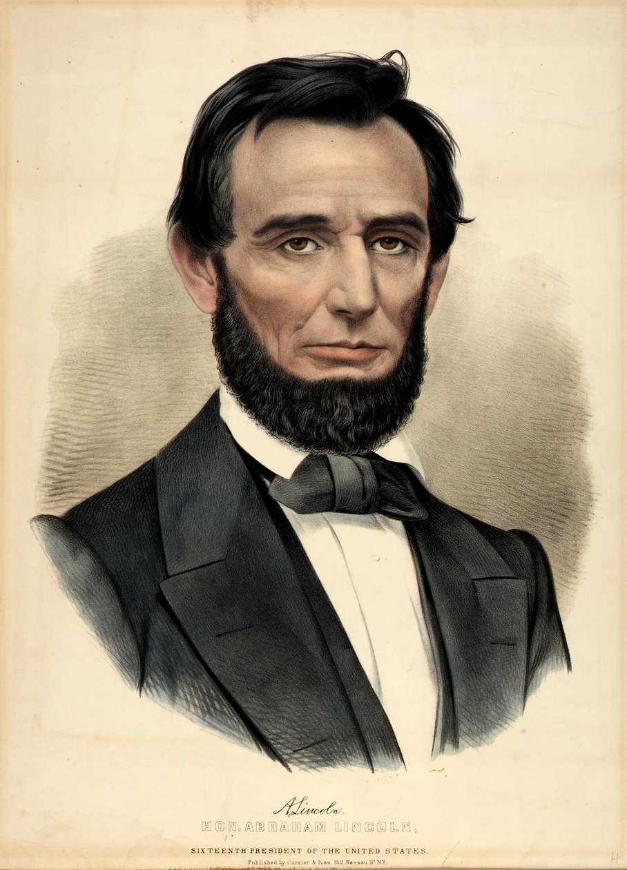 Czcigodny Abraham Lincoln, szesnasty prezydent autorstwa Currier and Ives