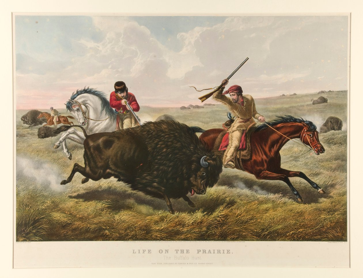 Życie na prerii: polowanie na bizony autorstwa Currier and Ives