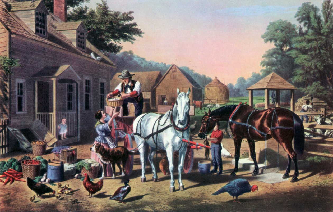 Przygotowanie do targu, 1856. autorstwa Currier and Ives