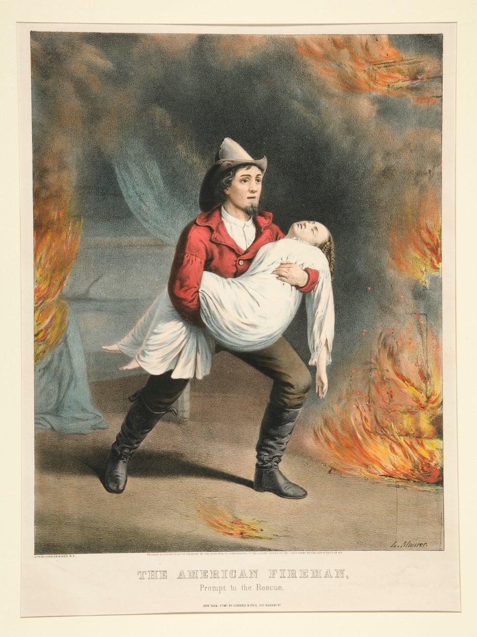 Amerykański strażak / Wezwanie na ratunek autorstwa Currier and Ives