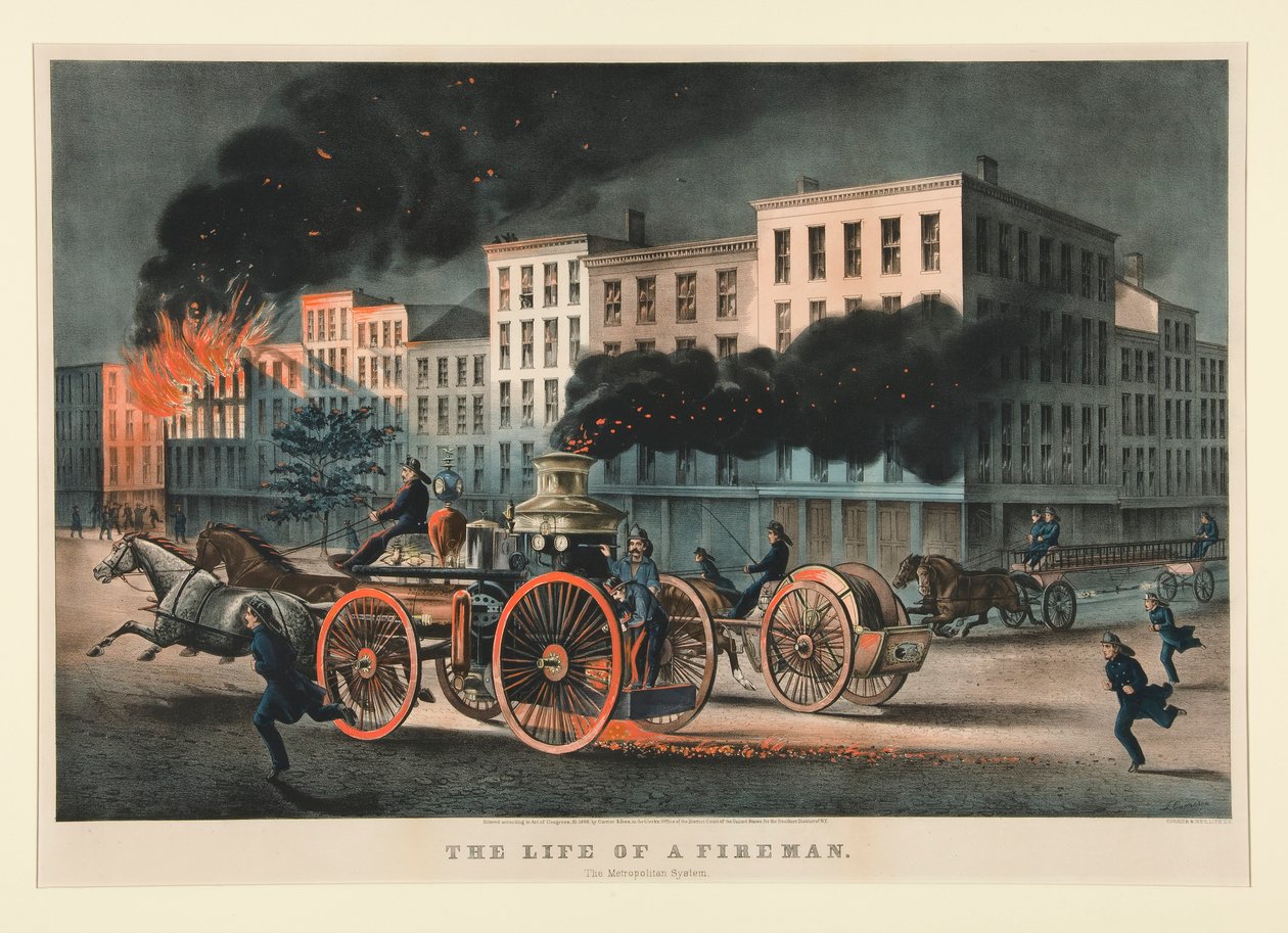 Życie strażaka / Metropolitan System. autorstwa Currier and Ives