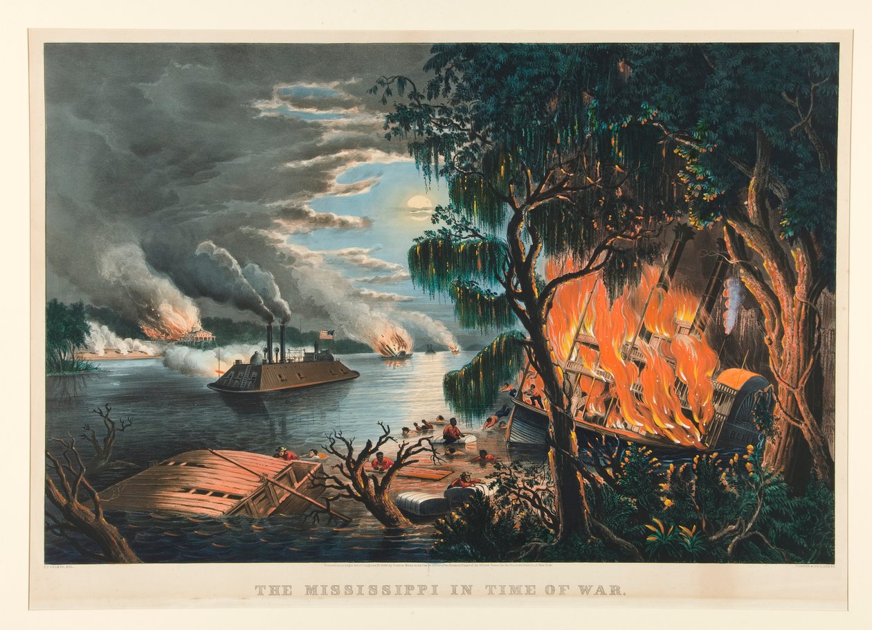 Missisipi w czasie wojny autorstwa Currier and Ives