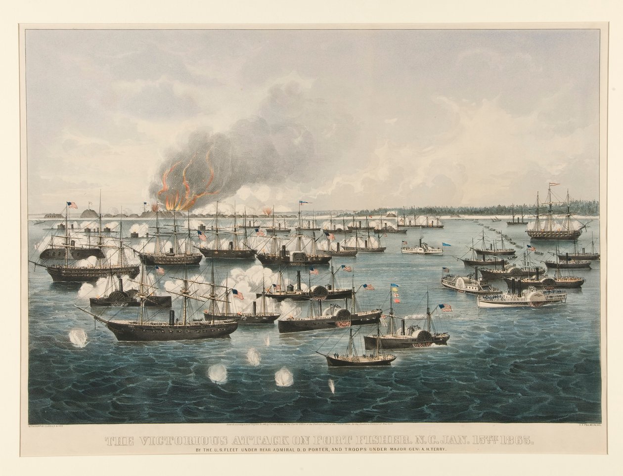 Zwycięski atak na Fort Fisher, Karolina Północna autorstwa Currier and Ives