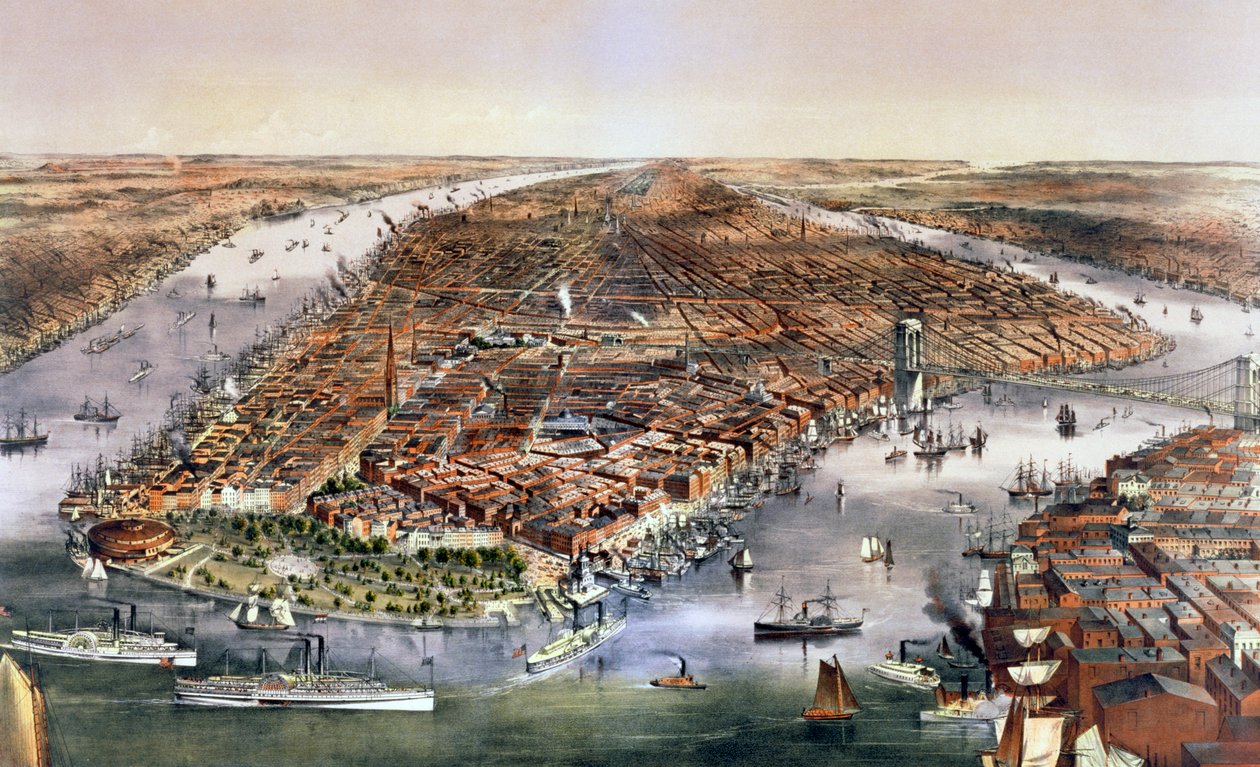 Miasto Nowy Jork, USA, 1870 autorstwa Currier and Ives