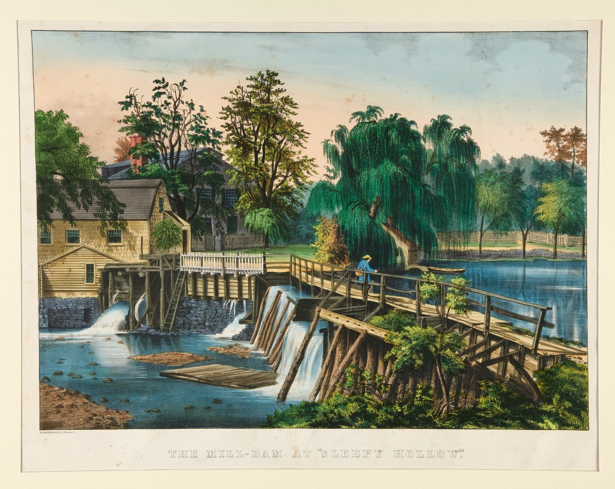 Tama młyna w autorstwa Currier and Ives