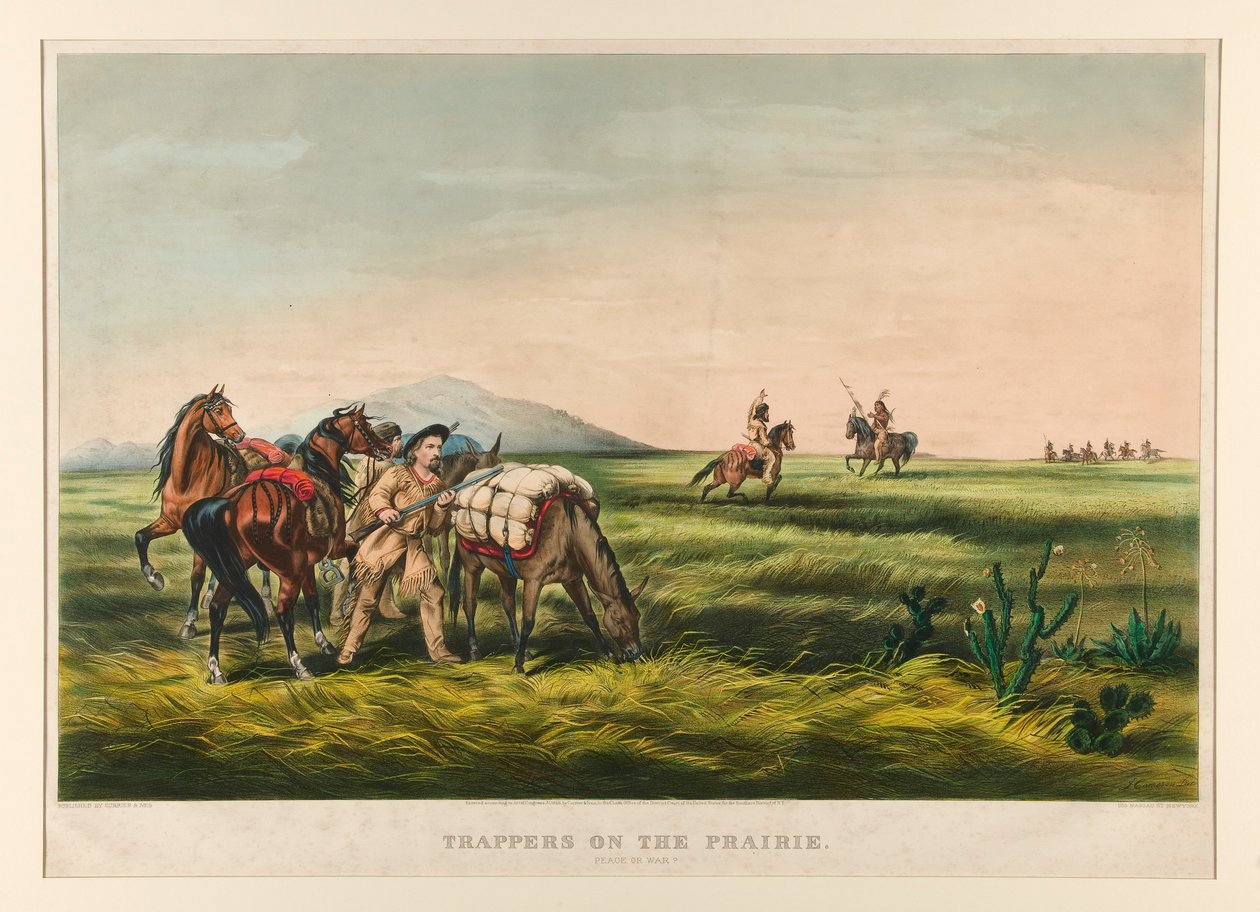 Traperzy na prerii / Pokój czy wojna? autorstwa Currier and Ives