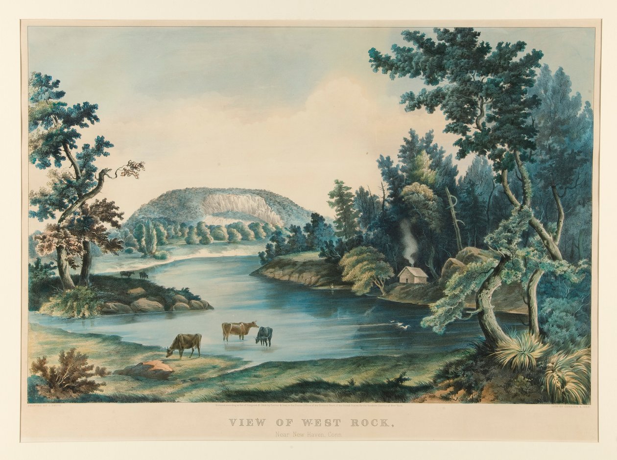 Widok na West Rock autorstwa Currier and Ives