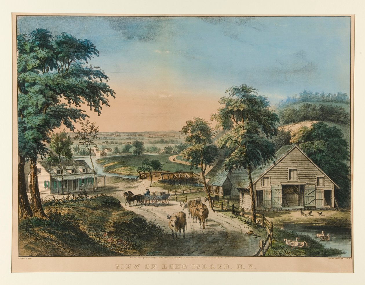Widok na Long Island, Nowy Jork autorstwa Currier and Ives