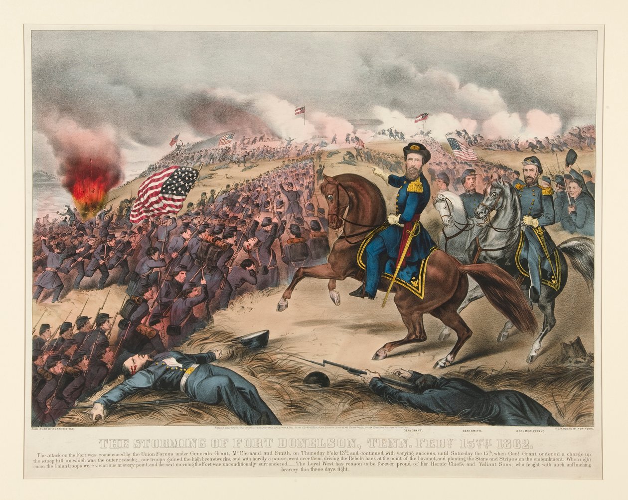 szturm na Fort Donelson, ten 15 lutego 1862 r. autorstwa Currier and Ives