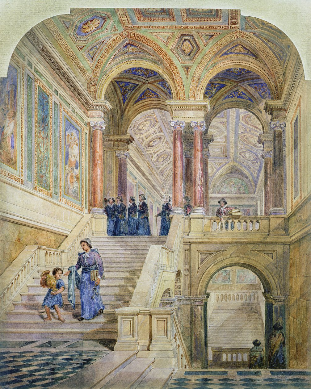 Projekt schodów ratusza w Leeds, 1853-58 autorstwa Cuthbert Brodrick