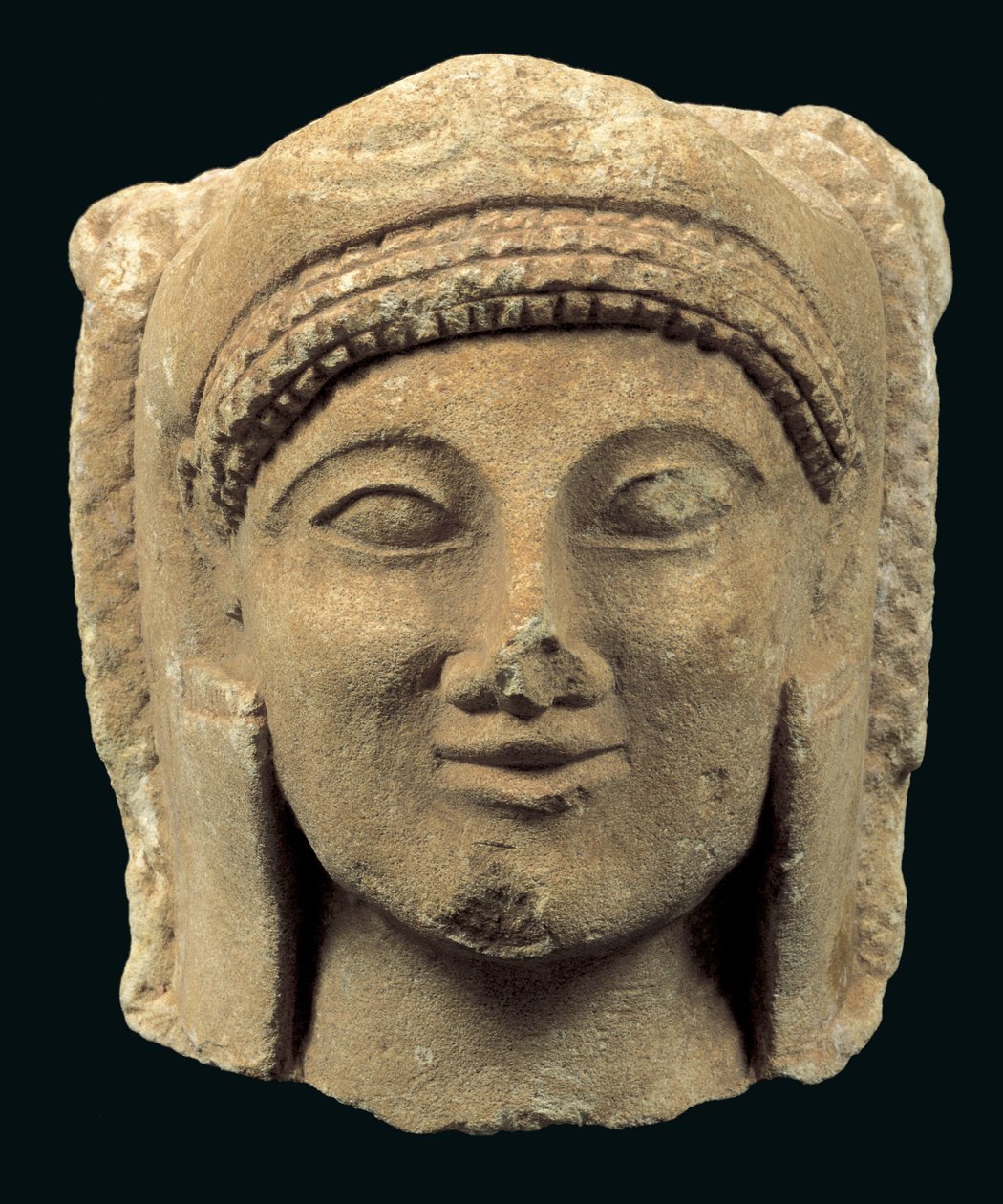 Głowa z posągu Heraklesa, z Cypru, okres cypryjsko-archaiczny II (wapień) autorstwa Cypriot