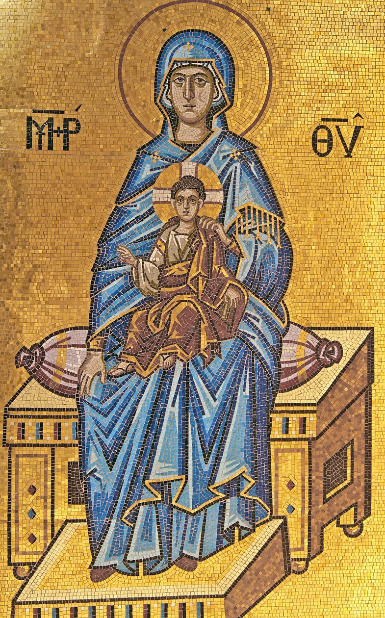 Madonna z Dzieciątkiem, Klasztor Kykkos, Góry Troodos, Cypr (mozaika) autorstwa Cypriot