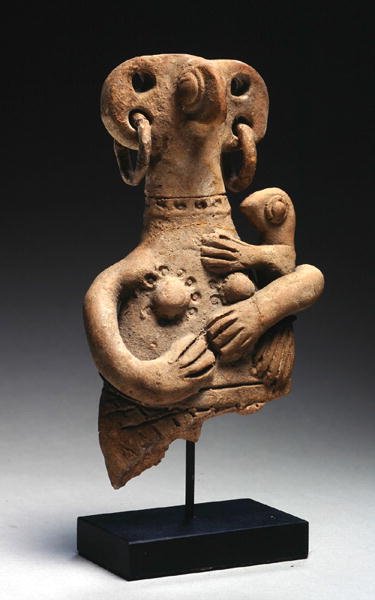Figura trzymająca dziecko, późna epoka brązu, ok. 1300 p.n.e. (terakota) autorstwa Cypriot Cypriot