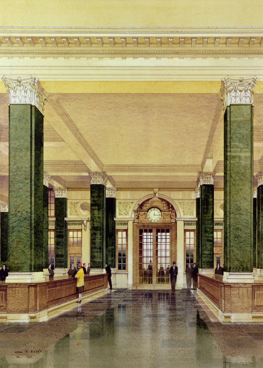 Wnętrze Midland Bank, Londyn autorstwa Cyril Farey