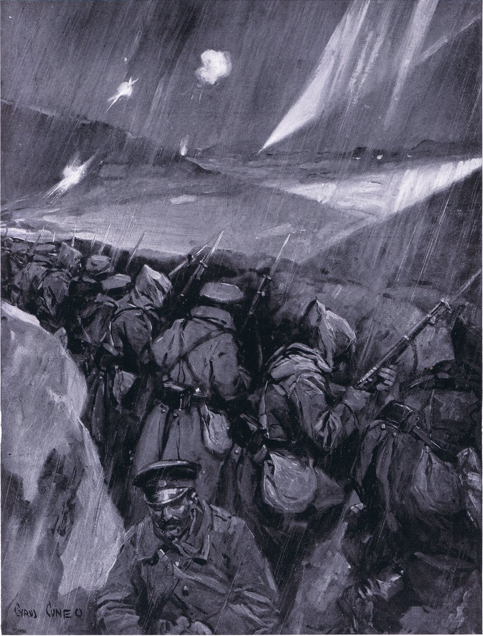 Bułgarzy oblegający Adrianopole 1912-1913, ilustracja z Hutchinsons History of the Nations VOL 4 c.1920s autorstwa Cyrus Cuneo