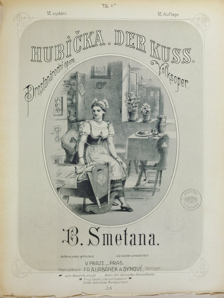 Okładka partytury Pocałunek Bedricha Smetany (1824-84) autorstwa Czech School