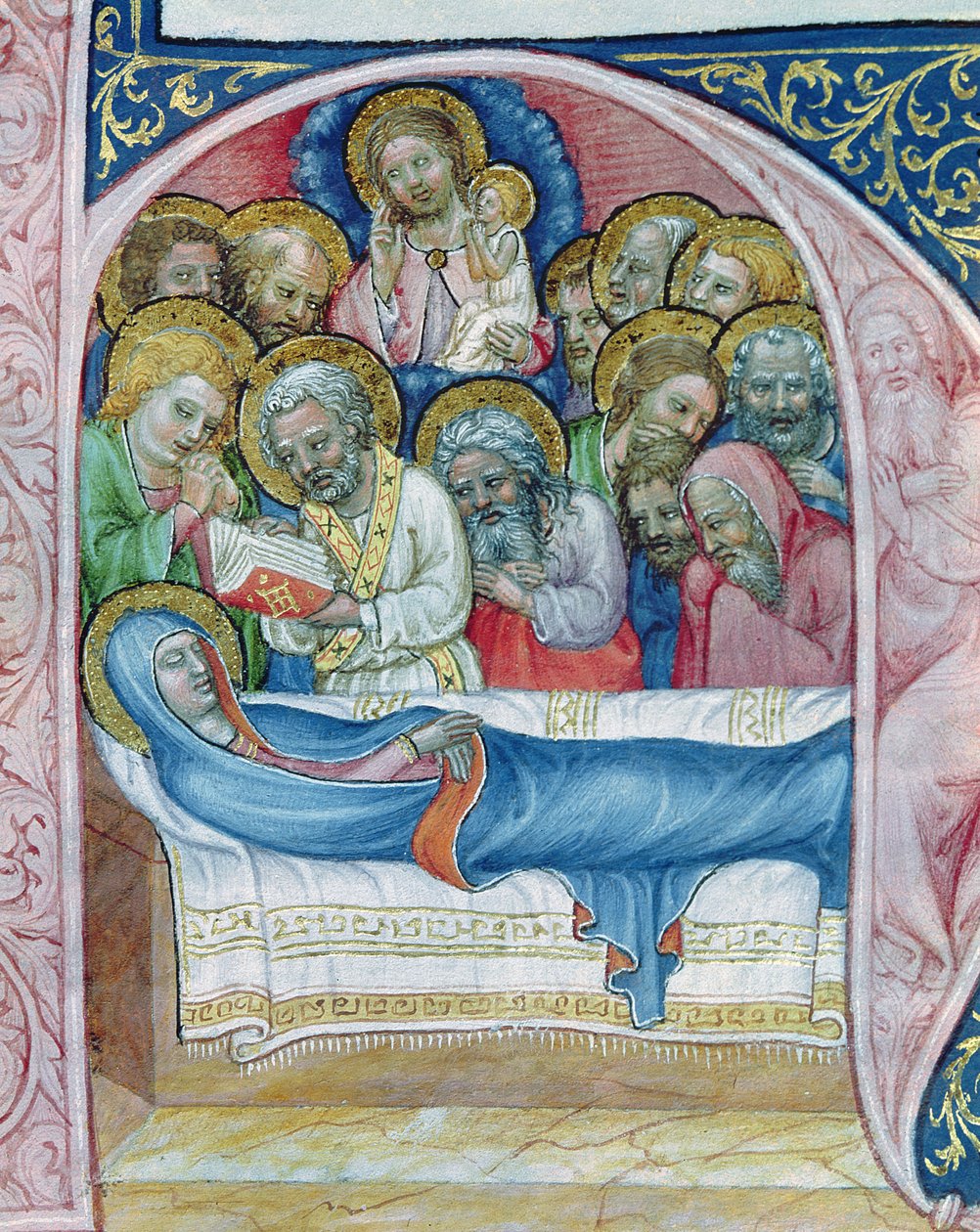 Ms XIII A 12 Pogrzeb Marii z Liber Viaticus Jeana de Stredy, po 1360 autorstwa Czech School