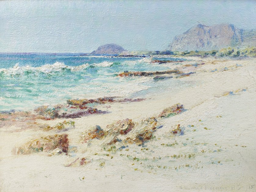 Makapuu Point z plaży Waimanalo autorstwa D. Howard Hitchcock