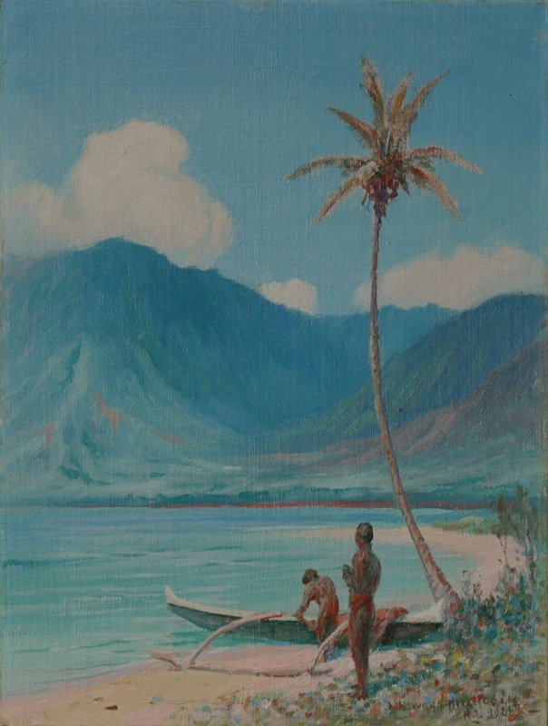 Na plaży, Leeward Oahu autorstwa D. Howard Hitchcock