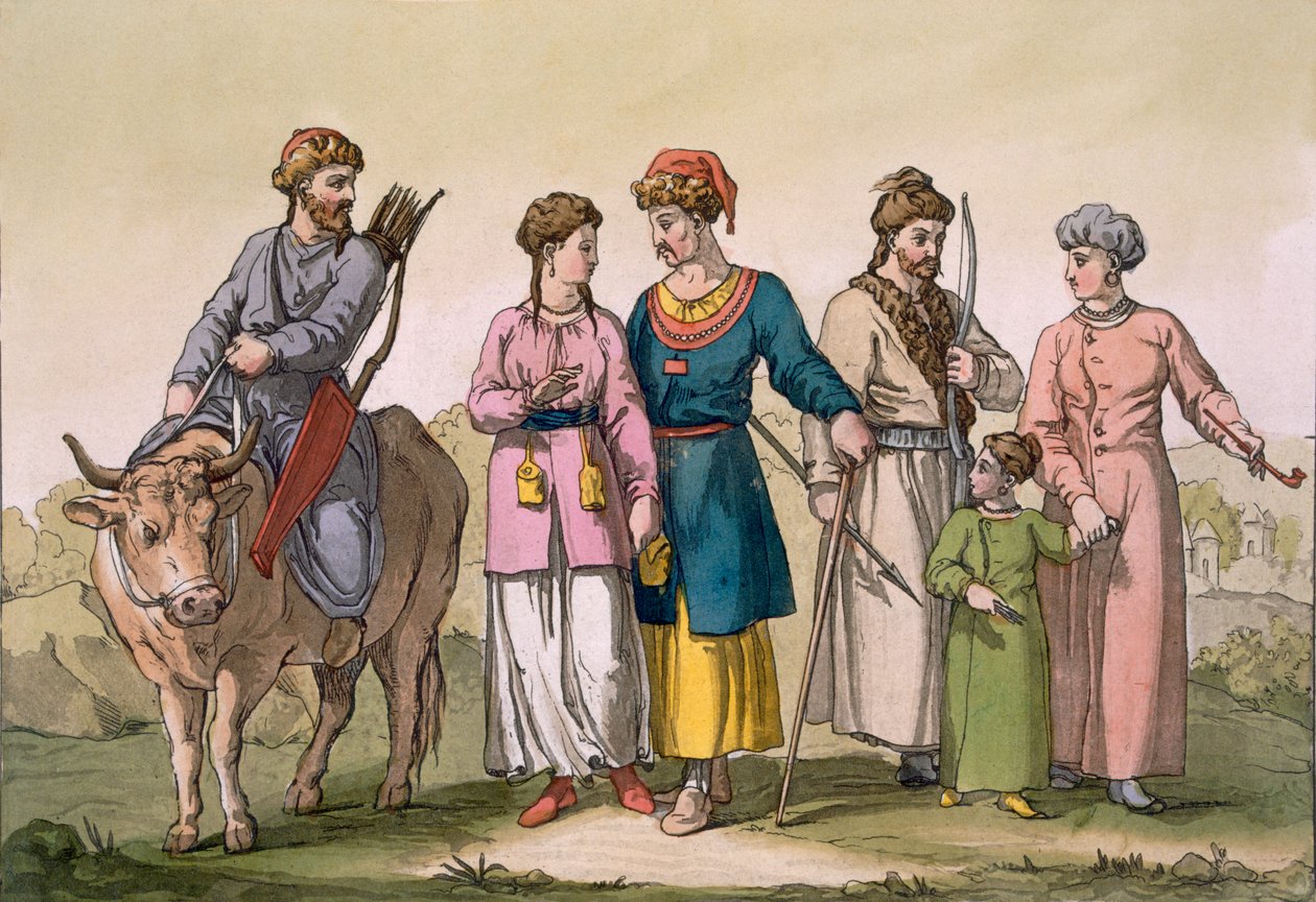 Taguri Tatarzy z Krymu, z „Costume dei...” Giulio Ferrario, ok. 1820-30 autorstwa D.K. Bonatti