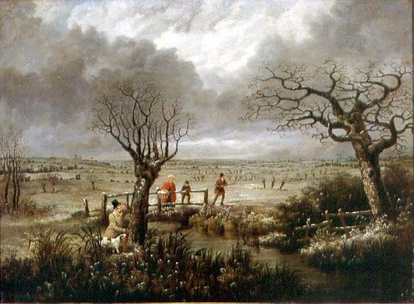 Strzelanie do bekasów (olej na płótnie) autorstwa D. the Younger Wolstenholme