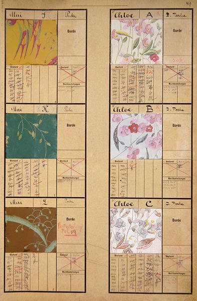 Vienna Artists Wallpaper Designs - „Mai” i „Chloe” (gwasz) (patrz również 274448) autorstwa Dagobert Peche
