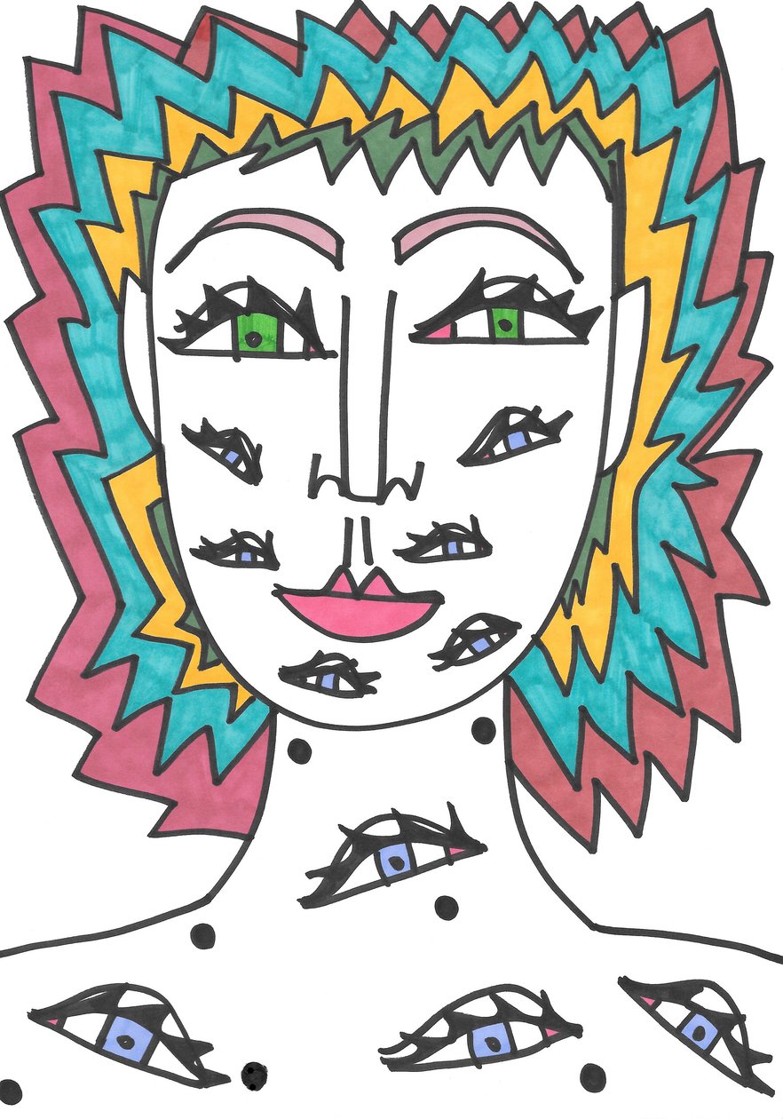 Oczy (filc na papierze) autorstwa Daisy de Villeneuve
