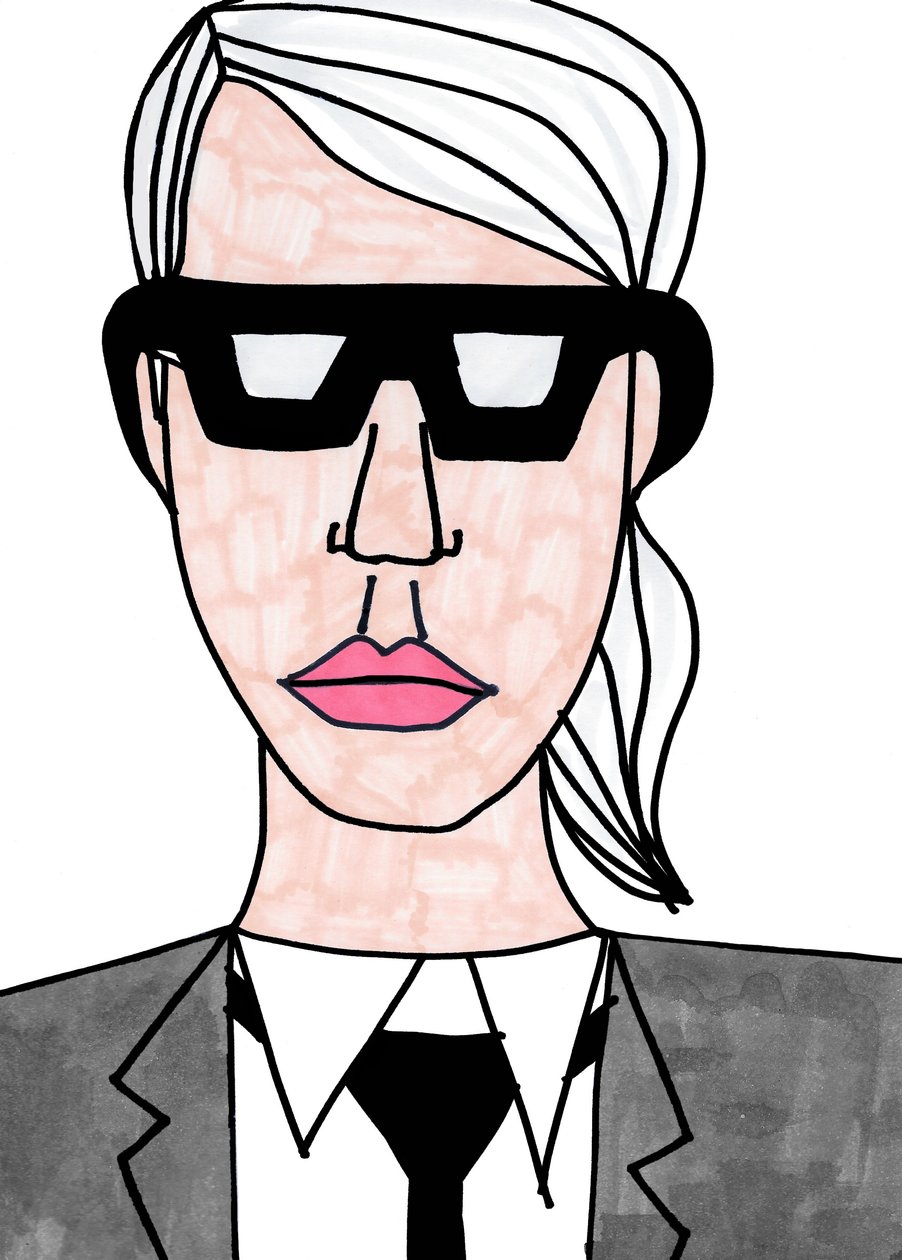 Karl Lagerfeld (flamaster na papierze) autorstwa Daisy de Villeneuve